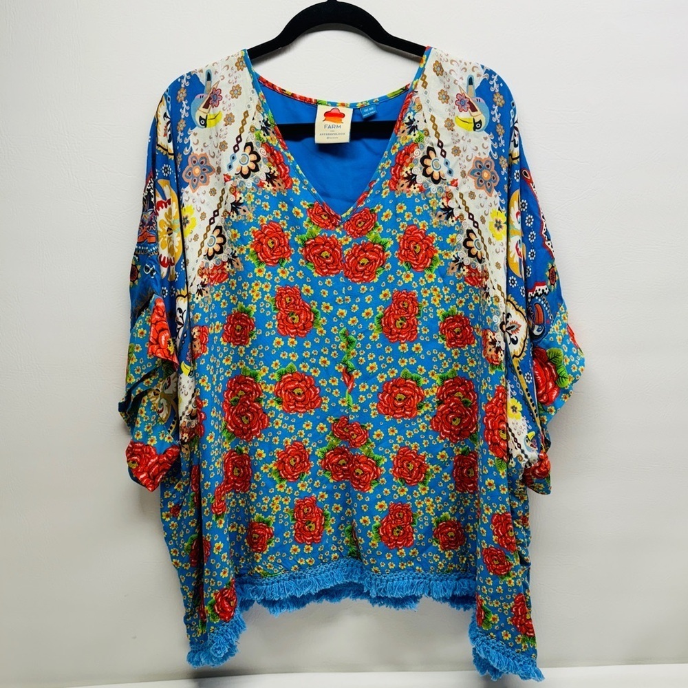 FARM RIO ANTHROPOLOGIE FLORAL TUNIC TOP ONE SIZE